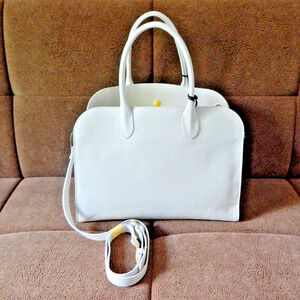 NWT CLAUDIA FIRENZE Genuine Luxury Leather Ivory Large Tote Bag Made in Italy
